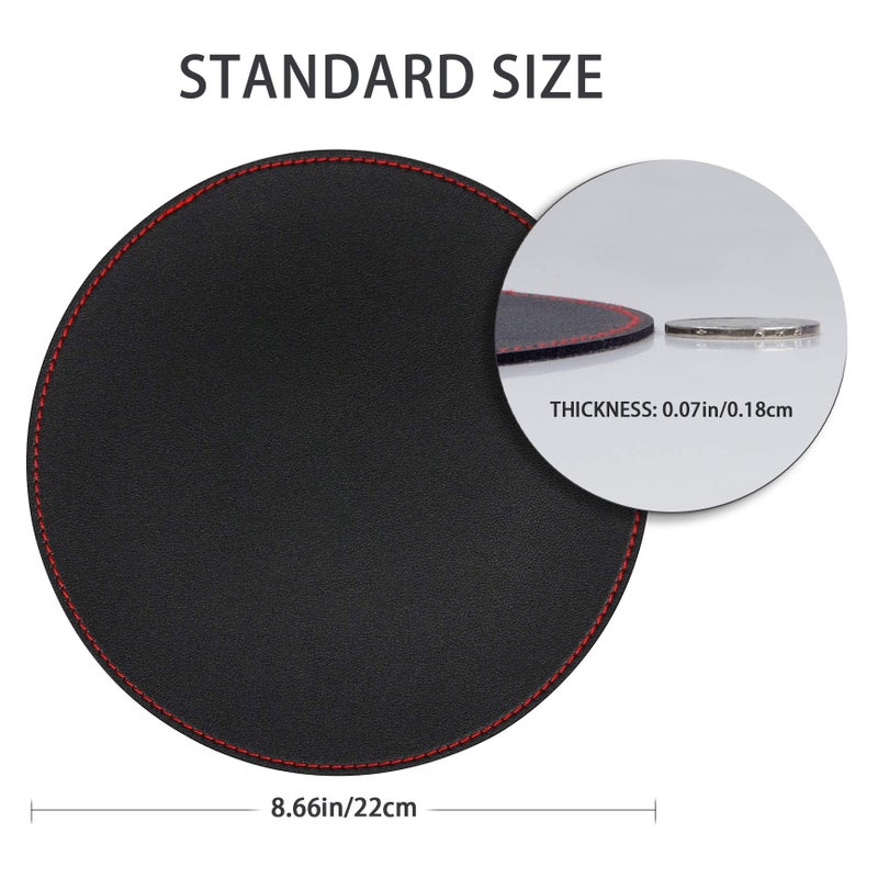 YSAGi 2 Pack Mouse Pads, Ultra Thin Waterproof PVC Leather Mouse Pad,Stitched Edges,Works for Computers, Laptop,All Types of Mouse pad, Office/Home(8.66'',2 Pack, Black) - Image 3